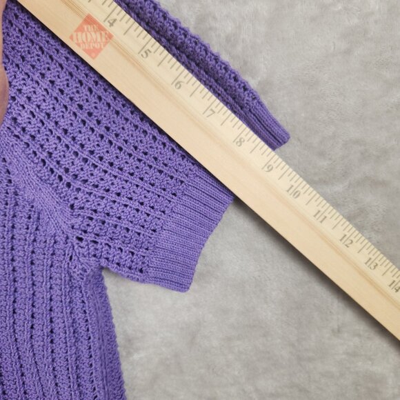 Talbots Purple Pointelle Knit Preppy Polo Collar Top Womens Size Lp - Picture 5 of 6